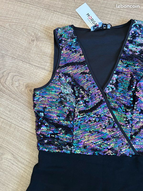 Robe noire neuve avec sequins Morgan taille S (valeur 85) (image 13)