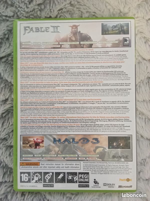 Fable 2 + Halo 3 Bundle Xbox 360 (Complet Pal fr) (image 2)