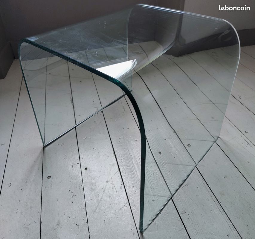 Table d'appoint Vintage Model Cascade en verre par Angelo Cortesi pour Fiam, 1980 (image 1)