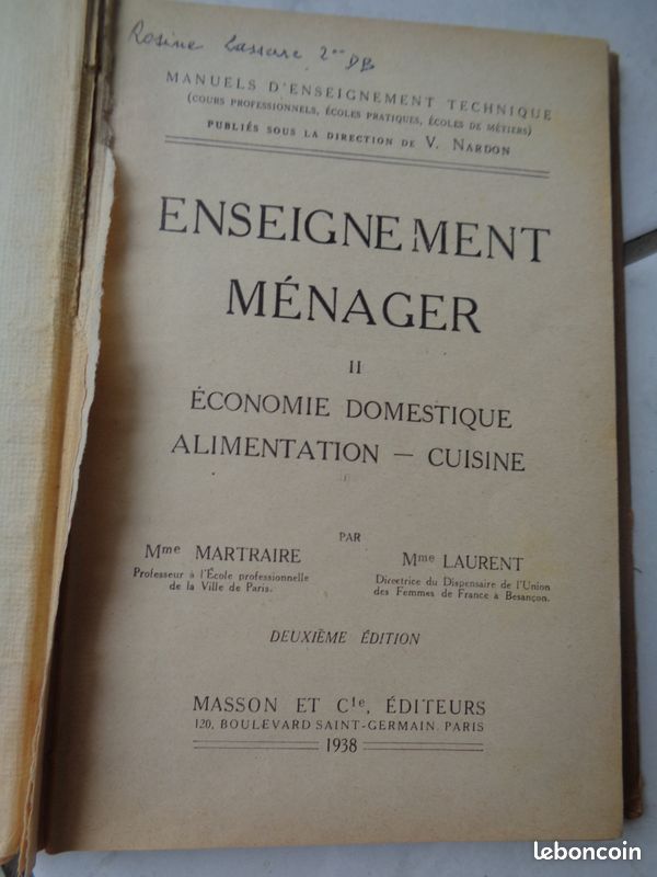 Livre enseignement ménager 1938 (image 3)