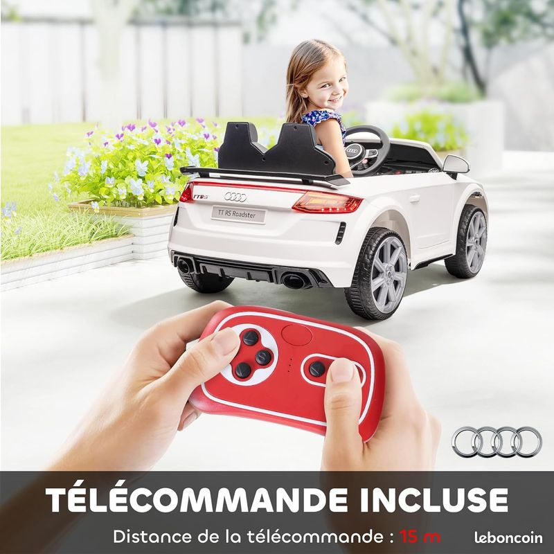 HOMCOM Voiture électrique Enfant véhicule électrique Enfant Audi TT RS 12 V 30 W V. Max. 3 Km/h télécommande 2,4G Effets sonores + Lumineux Blanc (image 3)