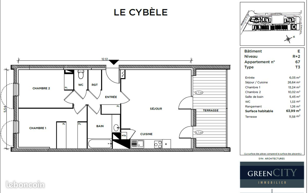 Appartement 3 pièces 64 m² · à Toulouse · 64 m² · 869 €/mois