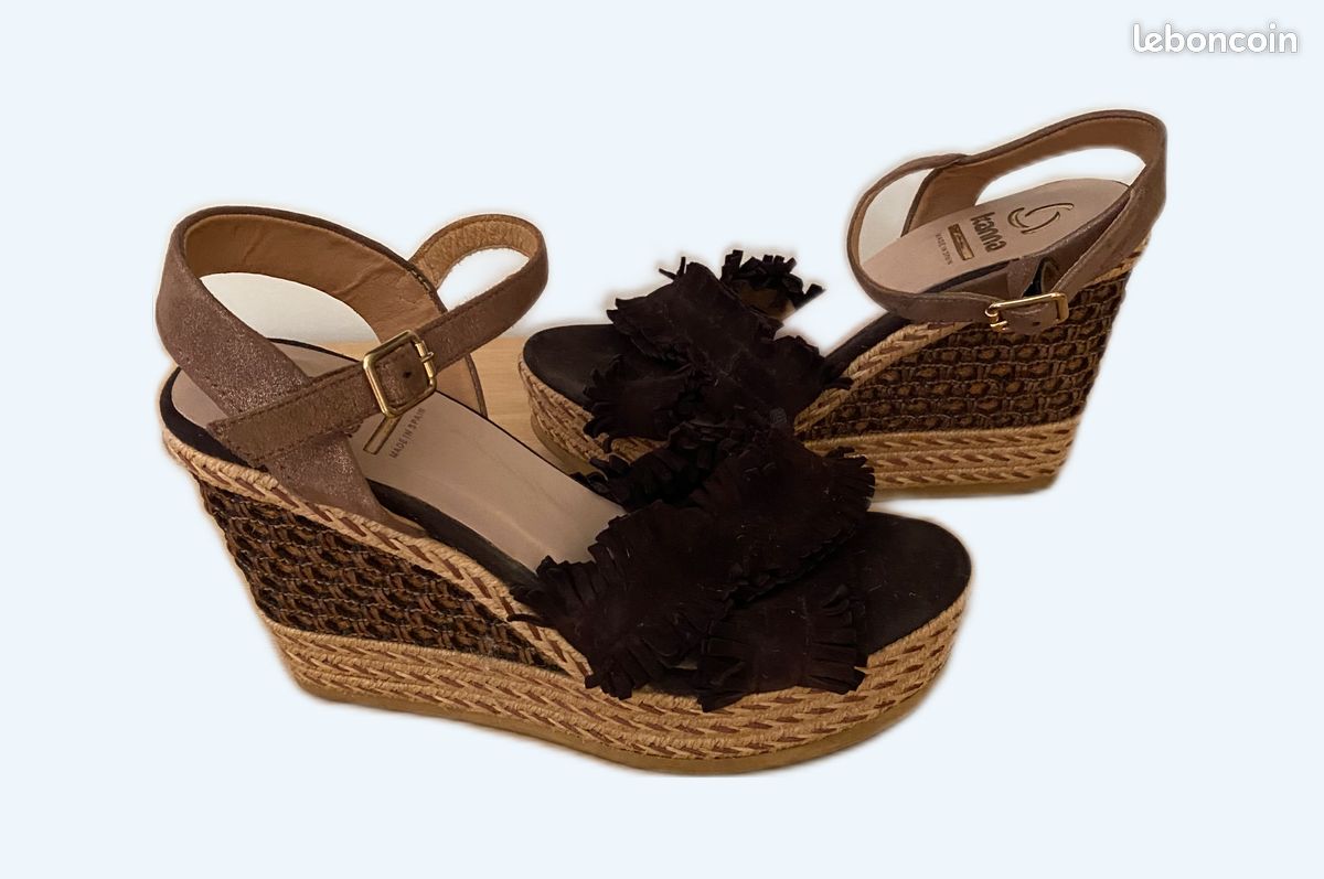 Sandales compensées marron chocolat T38 Kanna Chaussures