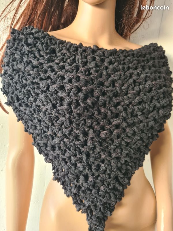 Cape en tricot bouclette poncho vintage (image 8)