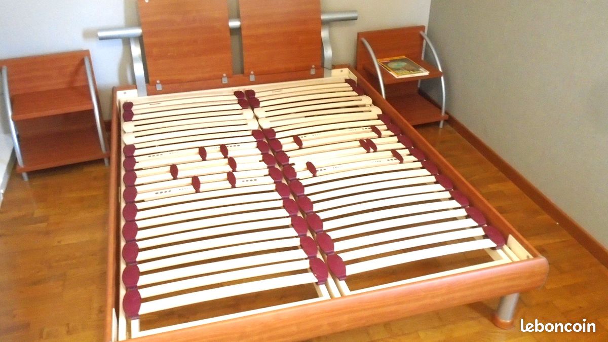 Cadre de lit + sommier + matelas + 2 chevets + 2 valets (image 5)