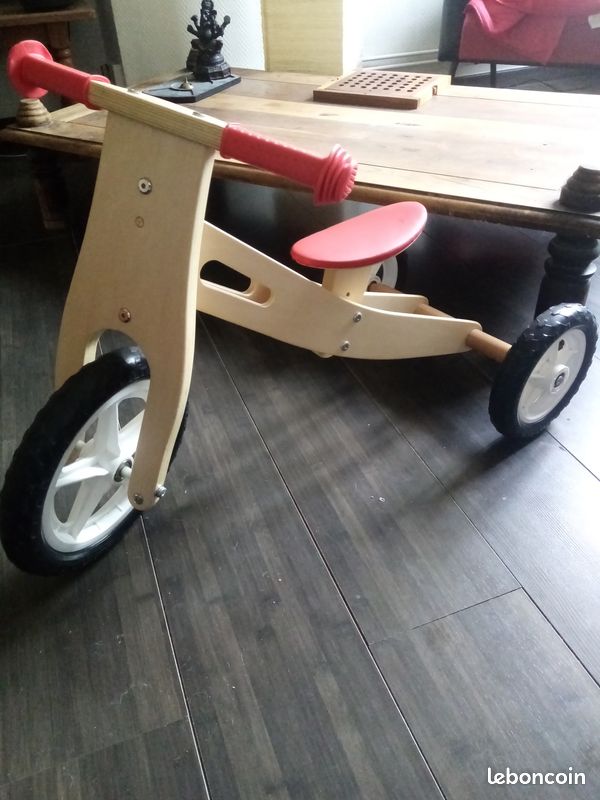 Tricycle 2 en 1 pour enfant draisienne en bois (image 1)