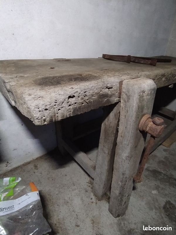 Etabli ancien en bois 195x70x72 (image 2)