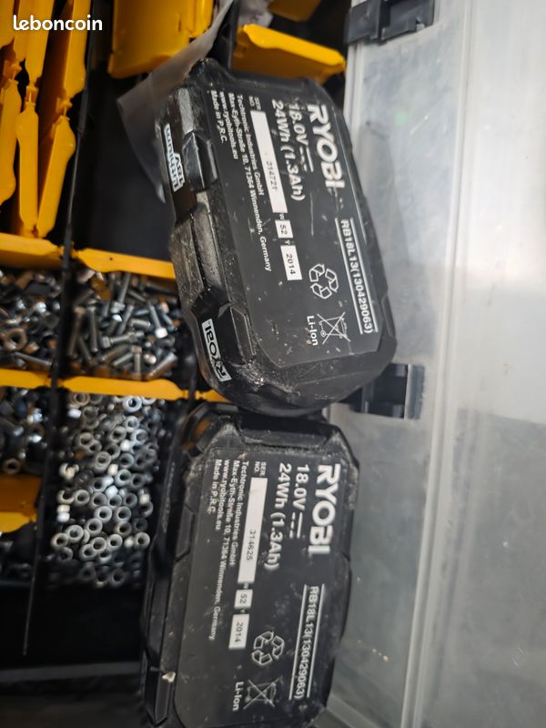 Lot de 2 Batteries Lithium officielle Ryobi 18V one+ 1.3 Ah (image 2)