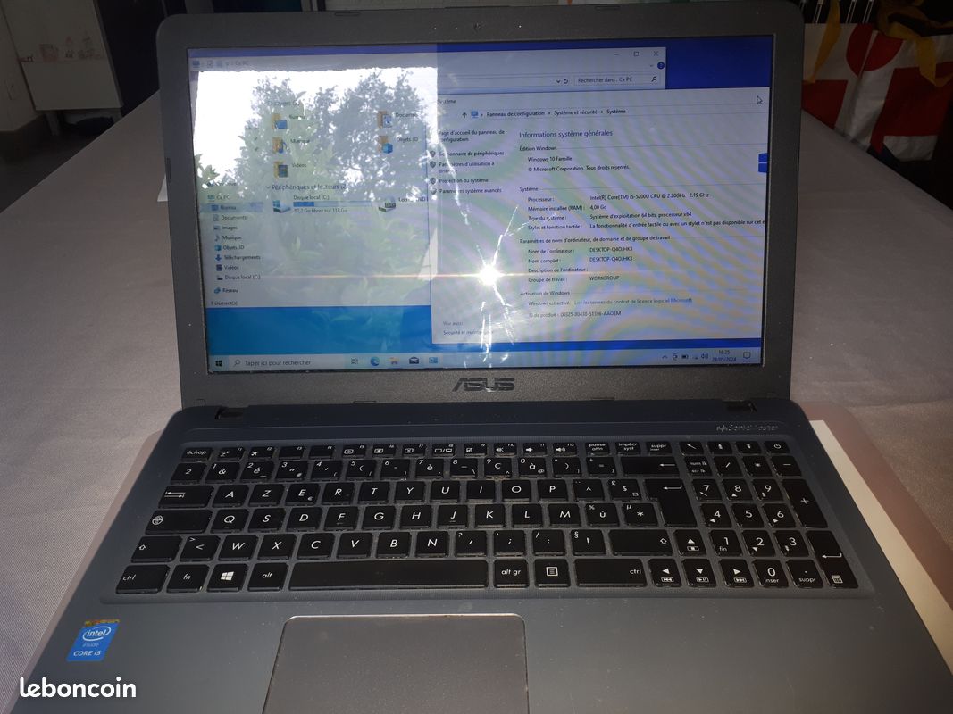 PC Portable Asus R540L Gris – 15,6″ – État Neuf Sous Emballage D’origine