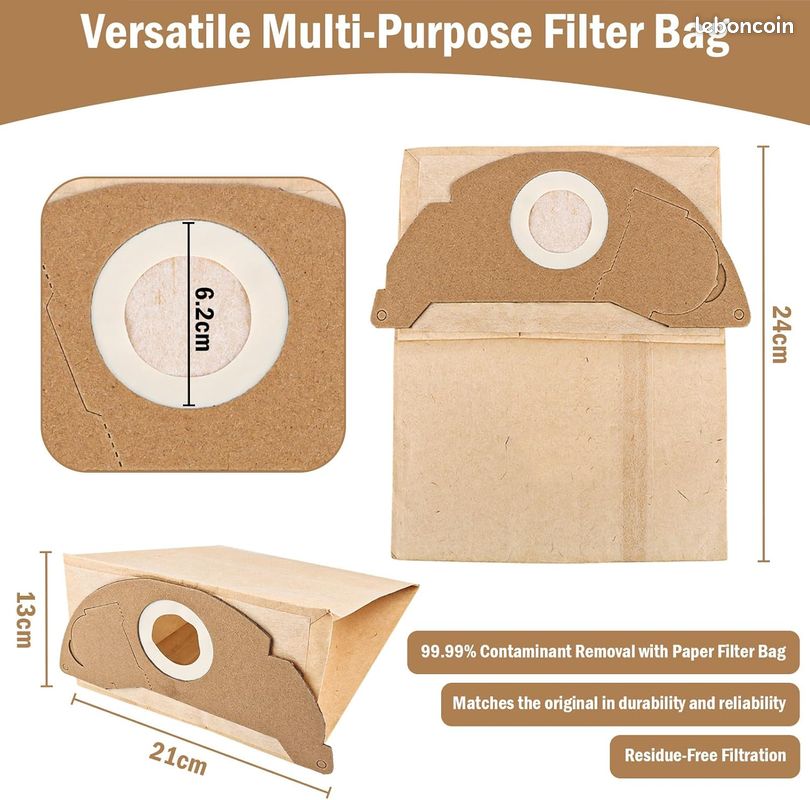 10 Pièces Sac Aspirateur pour Kärcher WD2 MV2 WD WD2250