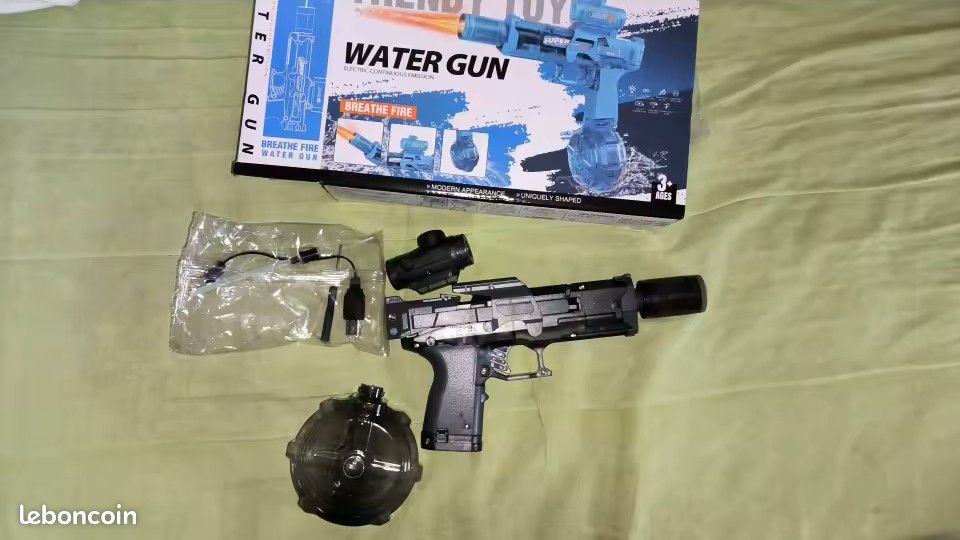 Pistolet à Eau électrique Rechargeable – Effets LED, Portée 28-32 Pieds, Absorption Automatique, Pour Piscine Et Jardin