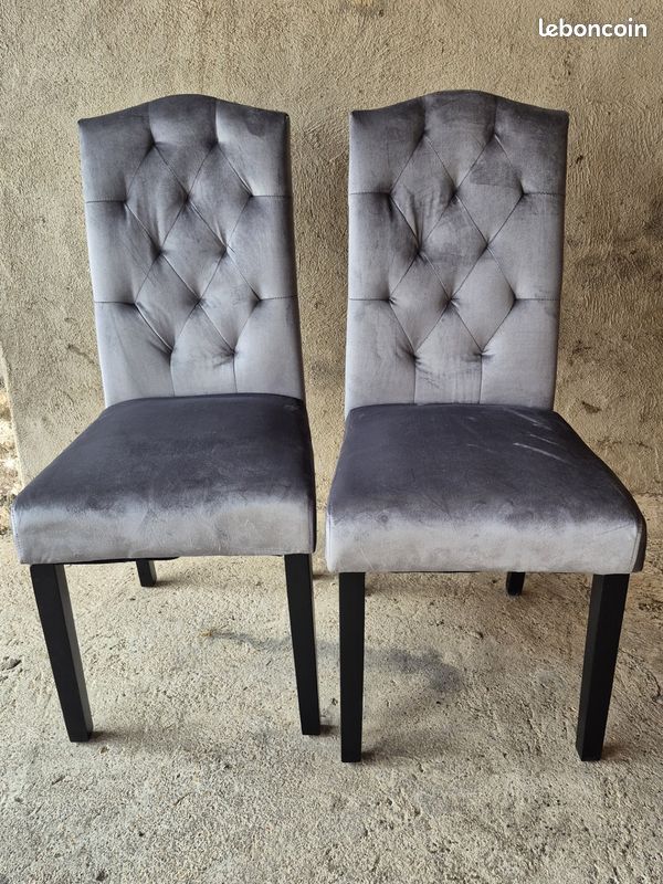 Lot de 2 chaises capitonnées grises – Style élégant (image 5)
