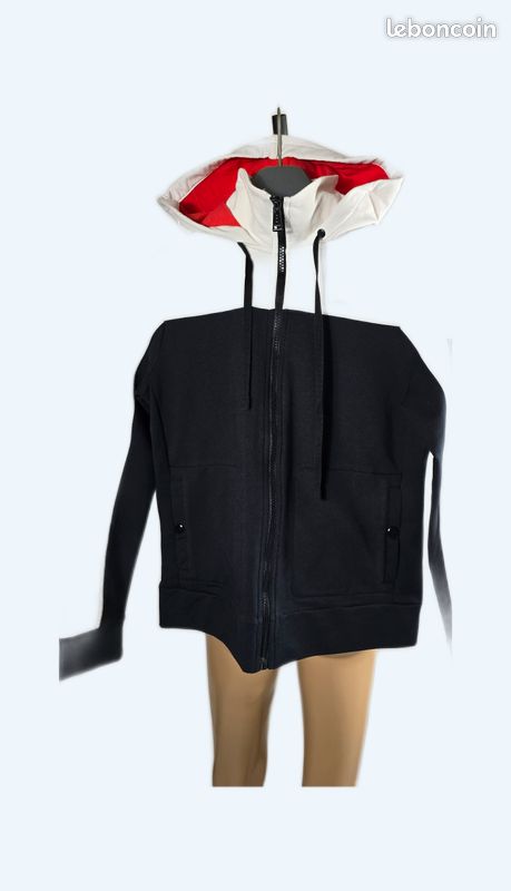 Veste full zip Ralph Lauren blanche et noire à capuche taille S - VL83160 (image 1)