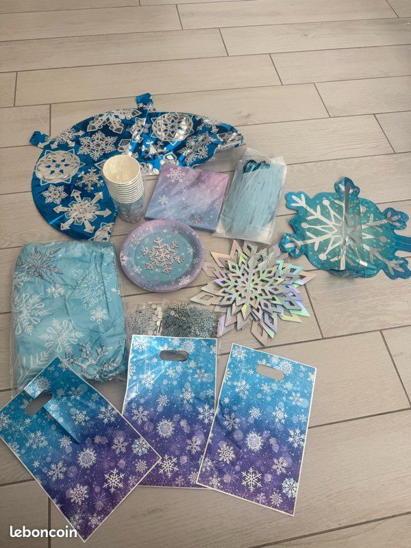Tissu Organza Etoiles Reine Des Neiges - Turquoise Et Argent - Au Mètre - Pour Nappe/Chemin De Table