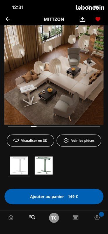 Mittzon ikea bureau assis debout blanc table ordinateur roulettes (image 9)