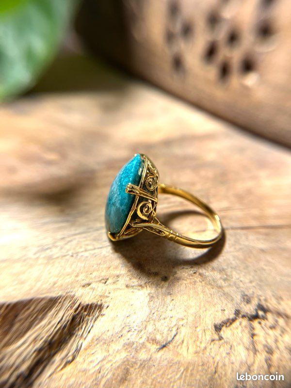 Bague Avec Turquoise Taille 59 - Argent Plaqué, état Neuf Sans Emballage