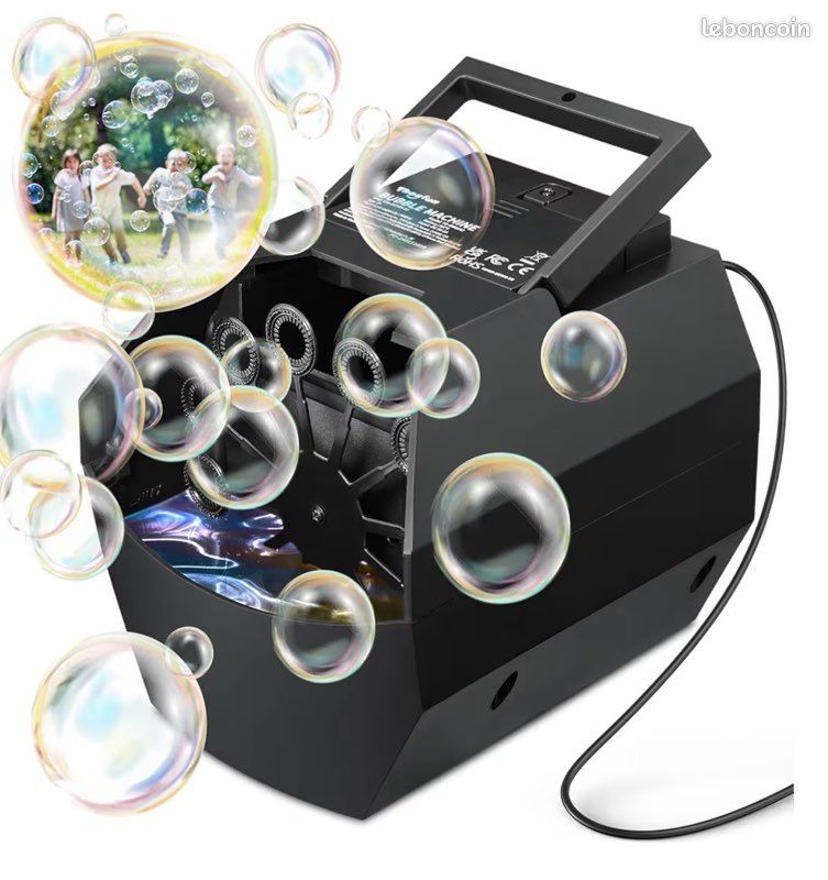 Machine à Bulles Automatique Sur Pied – Hauteur Réglable, Lumière, Musique – 2 Modes – Idéale Pour Fêtes Et Mariages