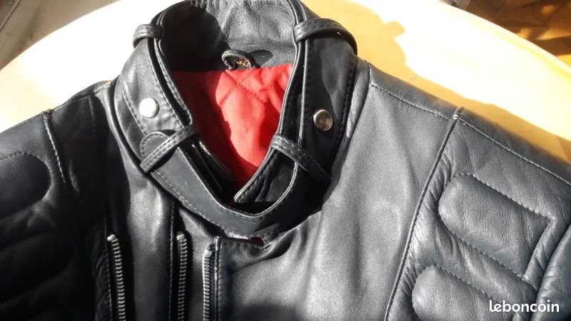 Perfecto Cuir Véritable Vintage 80s - Bleu Klein (Taille 50 / L) (image 2)