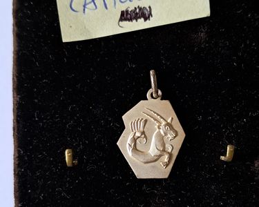 Médaille Du Zodiaque En Argent 925 - Signe Capricorne - Vintage Années 70 - Neuf