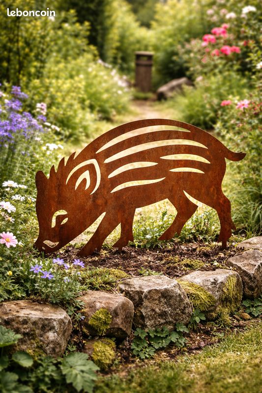 Statue jardin métal - Sanglier- déco extérieure | Décovrac