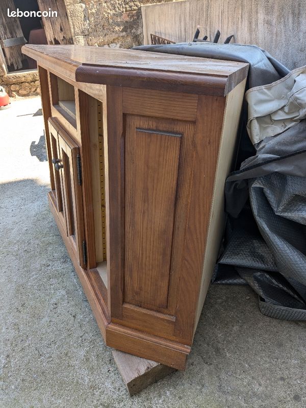 Meuble TV angle en bois (image 2)