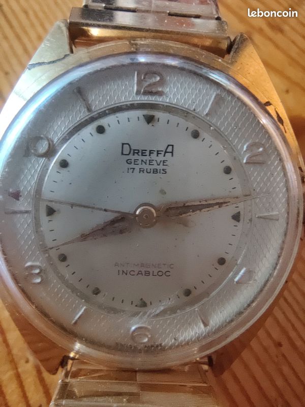 Montre Automatique Vintage Pour Homme Dreffa Geneve 21 Rubis - À Restaurer, Pièce Ancienne Et Mécanique