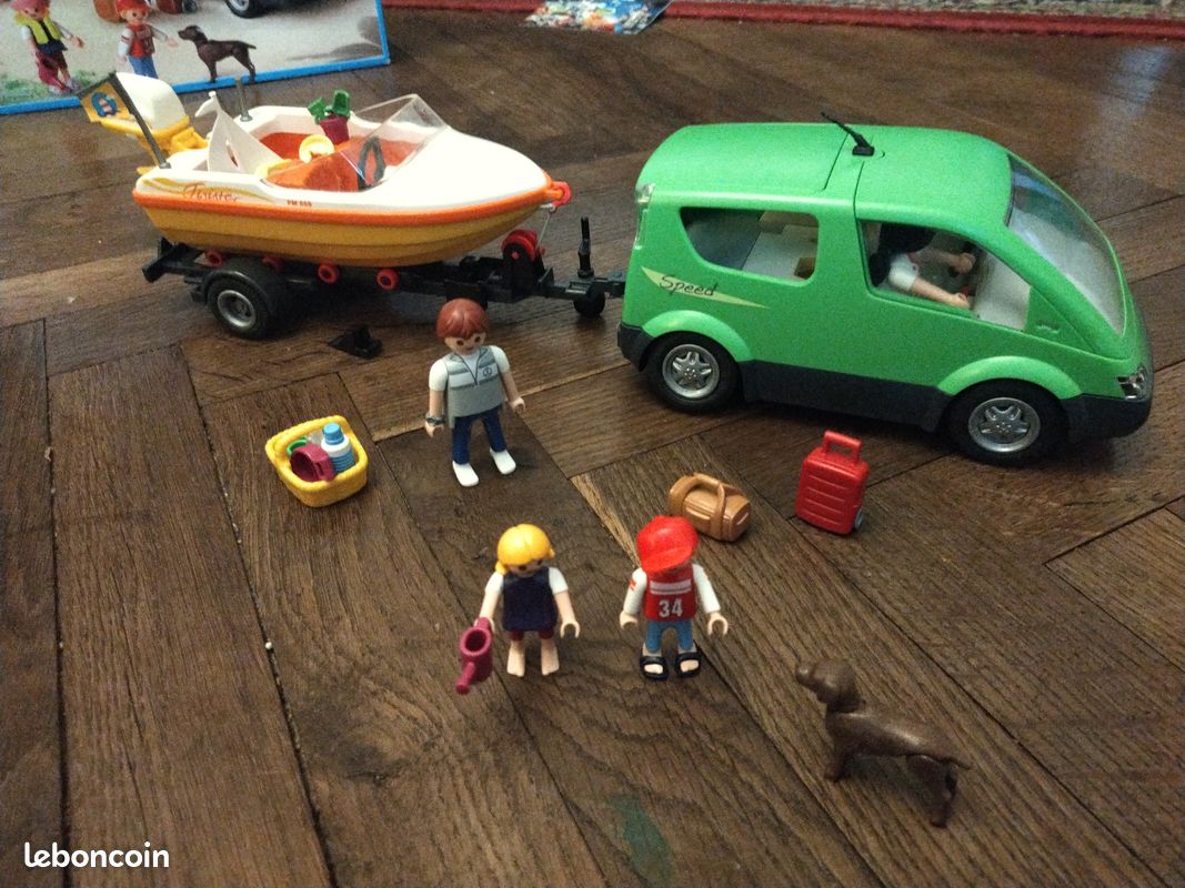 Pièce Playmobil 4144 : Toit De Voiture Familiale Verte + Rétroviseurs - État D'usage