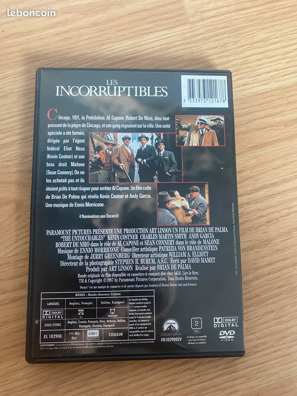 DVD Les Incorruptibles - Film Culte de Brian De Palma avec Kevin Costner (image 3)