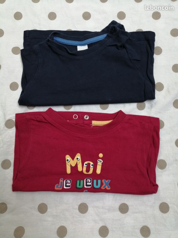 Lot 2 t-shirts manches longues garçon 12mois (image 1)