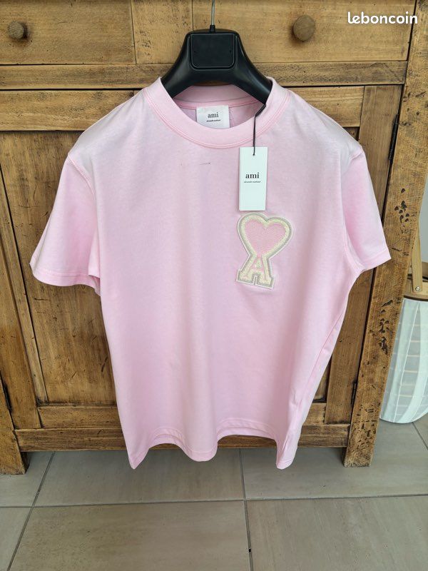 Pink T Shirt Ami Femme POWDER Pink Cotton Ami De Coeur Cosy Fit T