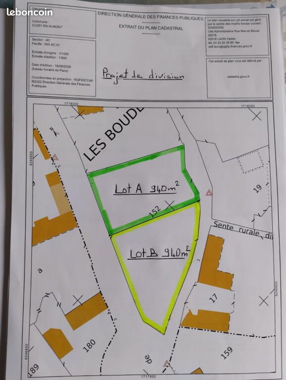 Terrain constructible Cuisy en Almont · à Cuisy-en-Almont · 50 000 €