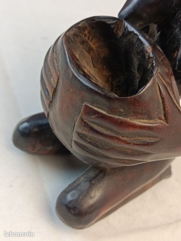 Statue Porteuse De Coupe Hemba - RD Congo - Sculpture Ethnique En Bois (originale)