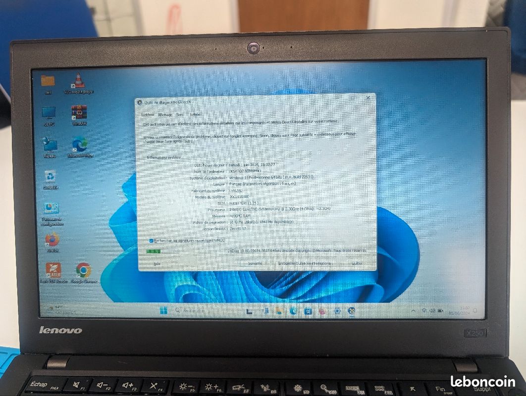 Pc portable Lenovo thinkpad x250 core i5 5 ème génération 4 go ram 128 go ssd windows 10 (image 2)