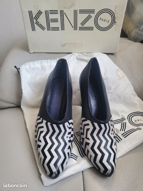 🌺 Bottines a talon zèbre géométrique noir et blanc taille 36 marque kenzo avec boite et dustbag (image 2)