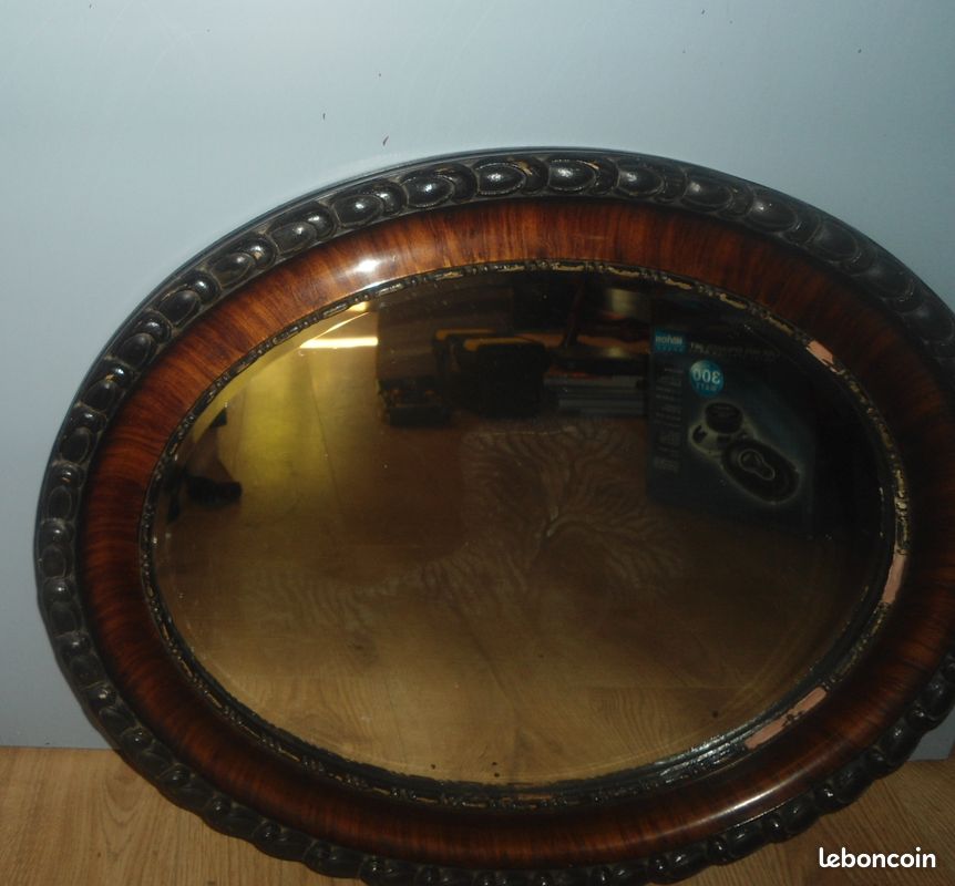 Glace miroir ovale ancienne (image 2)