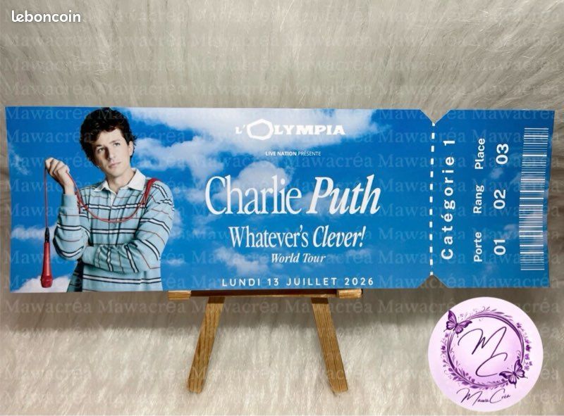Ticket souvenir Charlie Puth (image 1)