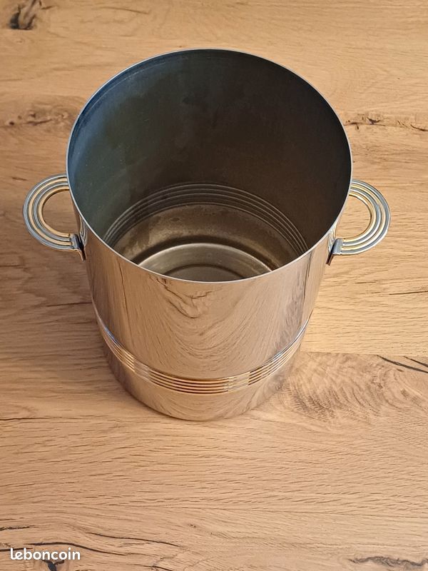 Seau à Champagne Guy Degrenne Inox Argenté - Avec Poignée - Vintage Déco Table