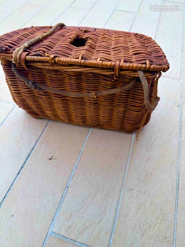 Vieux Panier De Pêche En Osier - Années 50 - Deco Maison Ou Collection