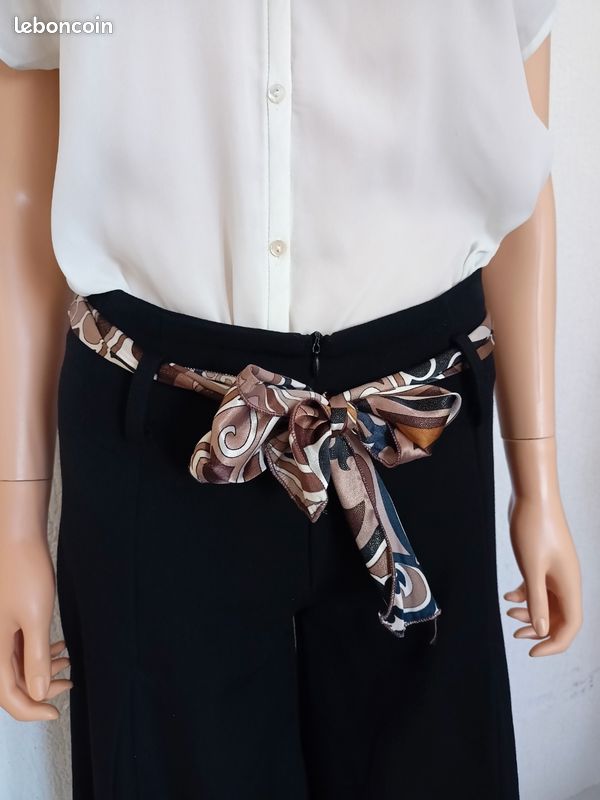 Pantalon-jupe Large (culotte) Noir Sonia Rykiel Vintage - Taille 40 - Coton Flanelle - Excellent état