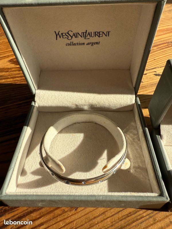 Yves Saint Laurent Bracelet jonc argent massif 925 Argenté Bleu