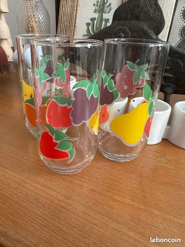 3 verres orangeade seventies pomme poire fraise (image 1)