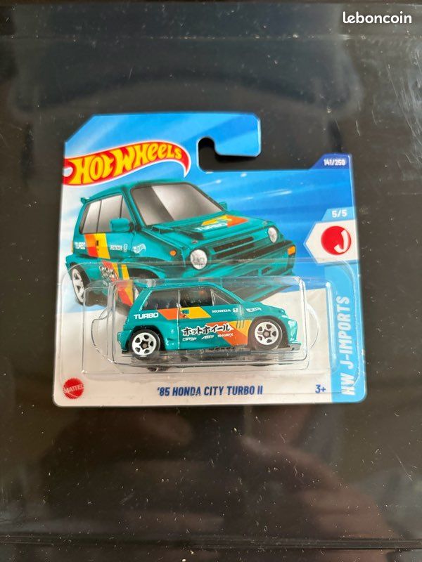 Voiture Miniature Hot Wheels '85 Honda City Turbo II échelle 1/64 - Bleu, Métal, Neuve