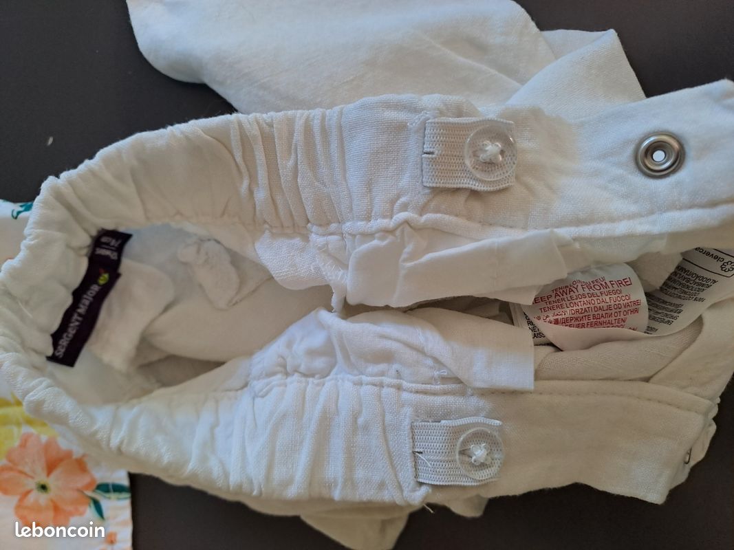 Taille 12 mois Sergent Major Ensemble Pantalon + haut coton / lin (image 7)