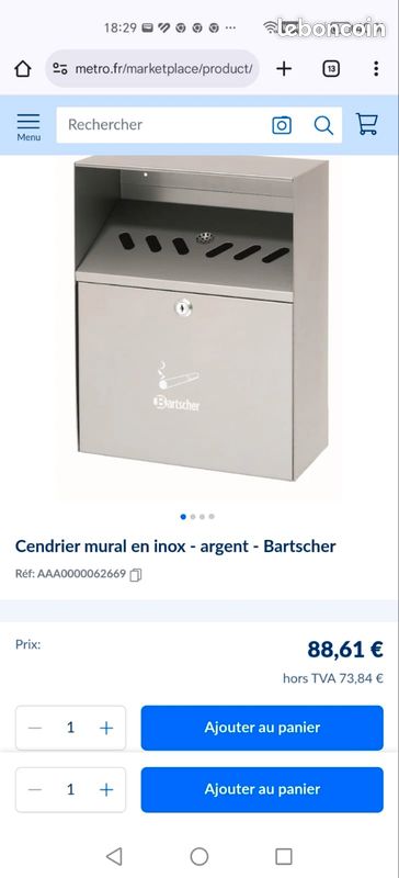 Cendrier Mural Cylindrique Bolero En Acier Inoxydable 460x75 Mm - Pour Extérieur Et Intérieur Professionnel