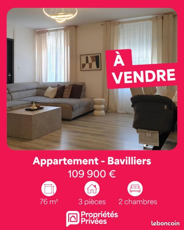 Appartement 3 pièces 76 m² · à Bavilliers · 76 m² · 109 900 €