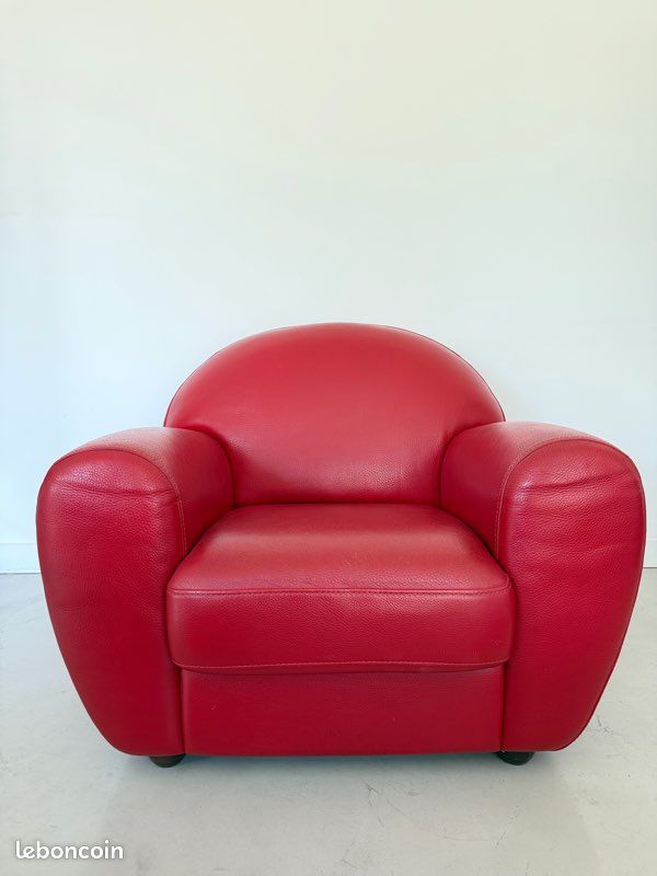 Fauteuil club cuir rouge Steiner (image 1)