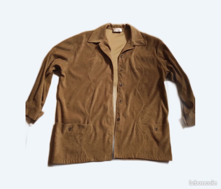 Veste NINA Collection Paris en Micro effet DAIN Couleur Taupe Taille XL (image 1)