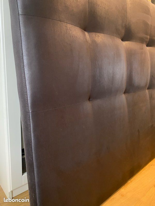 Tête de lit (lit 160) capitonnée tissu velours/daim gris anthracite (image 5)