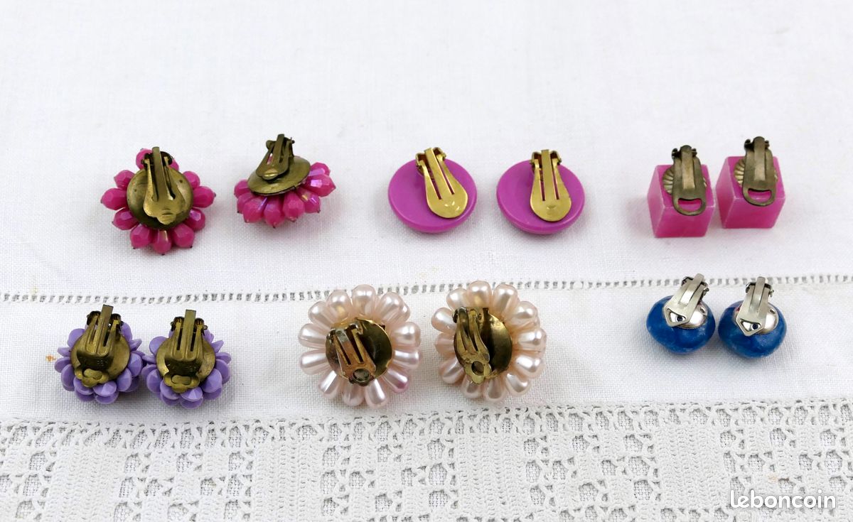 Boucles D'oreilles Vintage Anciennes à Clips - Réf 353 - Sans Marque