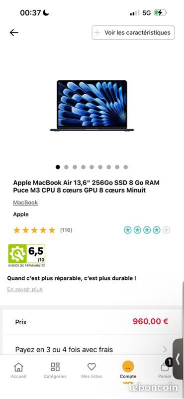 Apple MacBook Air 13,6 256 go (image 2)